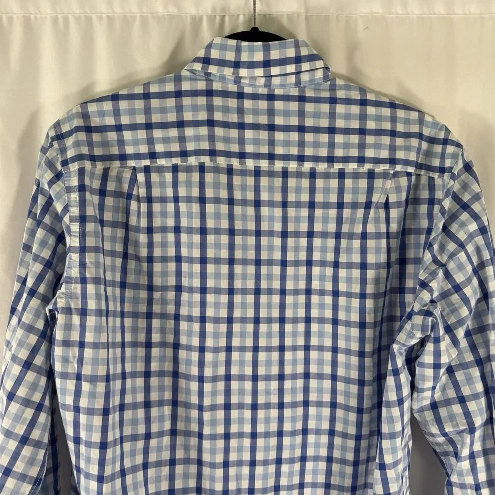 J. Crew Light Weight Shirt Men's Small Blue Plaid Long Sleeve Button Down Collar